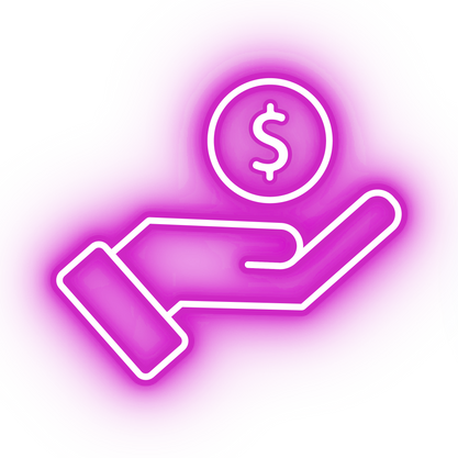 Neon pink hold coin icon